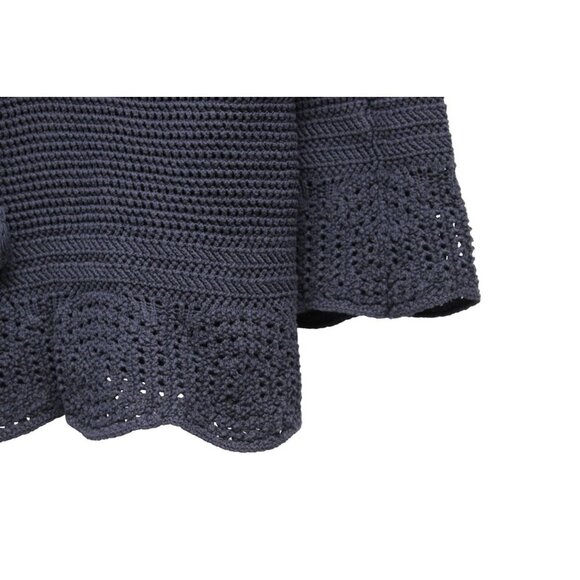 J Jill Blouse Medium Chunky Open Knit Blue 100% Cotton Beach Coastal Resort Boho - Picture 4 of 12